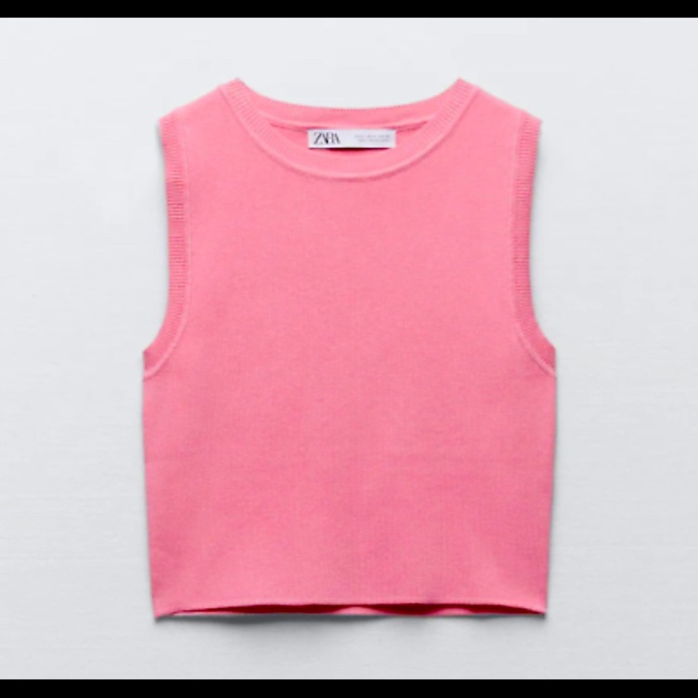 Baby pink ribbed tank top